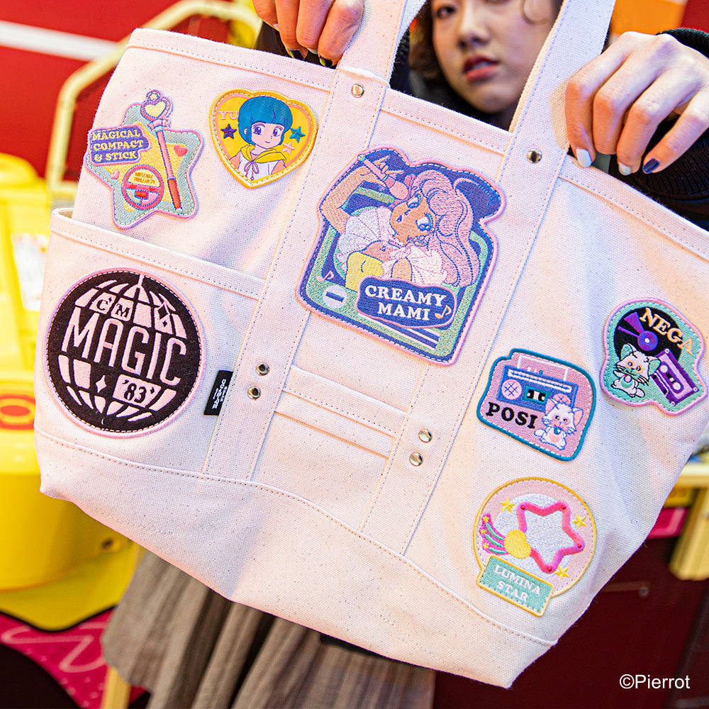 Creamy Mami Canvas Embroidered Patch Tote Bag